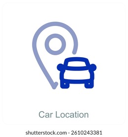 Car Location and pin icon concept