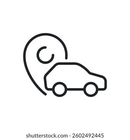 Car location thin line icons. Perfect pixel on transparent background