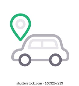 car location vector color line icon 