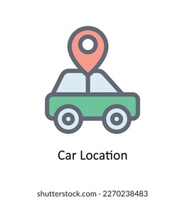 Vector de ubicación del coche   rellene los iconos de esquema. Material gráfico simple