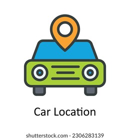 Car Location vector    Fill outline Icon Design illustration. Location and Map Symbol on White background EPS 10 File