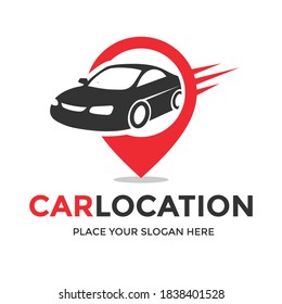 Car location vector logo template. This design use pin or gps symbol. Suitable for transportation and navigation.