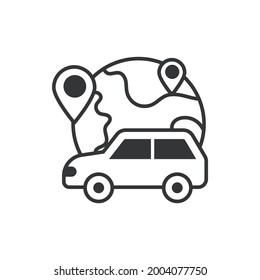 Car Location vector outline icon style illustration. EPS 10 file 