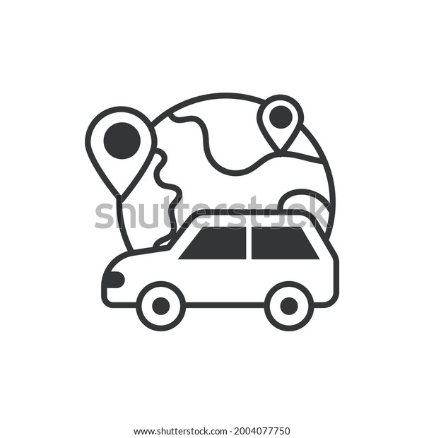 Car Location vector outline icon style illustration. EPS\
10 file 