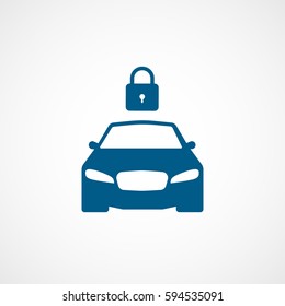 Car And Lock Blue Flat Icon On White Background