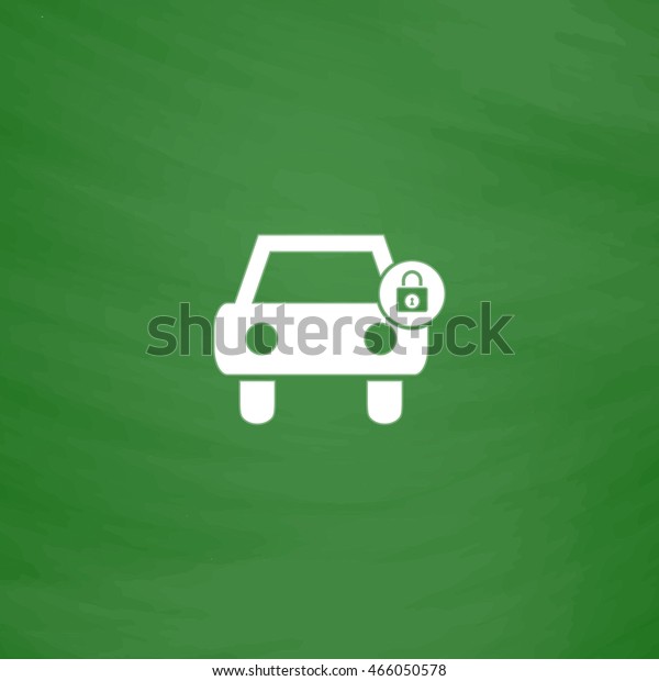 Car lock. Flat Icon. Imitation draw\
with white chalk on green chalkboard. Flat Pictogram and School\
board background. Vector illustration\
symbol