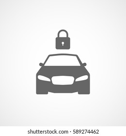 Car And Lock Flat Icon On White Background