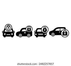 car lock icon symbol sign vector design black white color simple modern illustration collection set