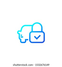 car lock line icon on white