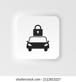 Icono neumórfico de bloqueo de auto, ilustración negra simple vector aislado.