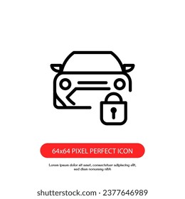 car lock outline icon pixel perfect for web or mobile app design