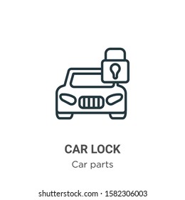 Car lock outline vector icon. Thin line black car lock icon, flat vector simple element illustration from editable car parts concept isolated on white background