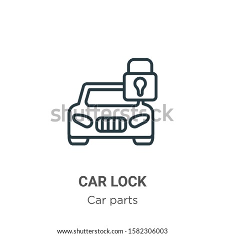 Car lock outline vector icon. Thin line black car lock icon, flat vector simple element illustration from editable car parts concept isolated on white background