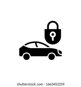 Car Lock Vector Icon In Black Solid Flat Design Icon Isolated On White Background