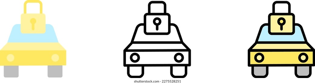 car lock vector icon in different styles. Line, color, filled outline