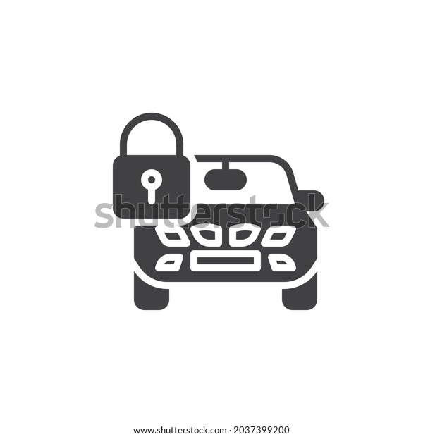 Car lock vector icon. filled flat sign
for mobile concept and web design. Car and padlock glyph icon.
Symbol, logo illustration. Vector
graphics