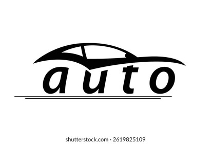 Líneas Abstractas del logotipo del coche. Silueta del coche deportivo eléctrico auto. Ilustración vectorial