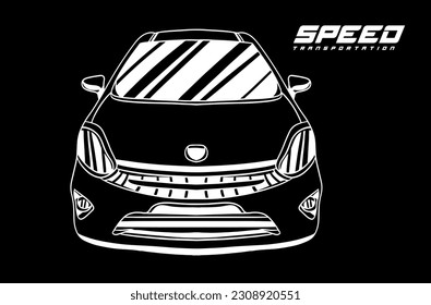 Vector de líneas de resumen del logotipo del coche. Ilustración vectorial. Plantilla del logotipo del símbolo del coche de carrera, silueta vectorial estilizada. boceto de un vector de coche deportivo