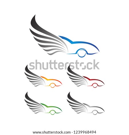 Car Logo, Auto Wing, Auto motive icon,Abstract car with wing concept illustration