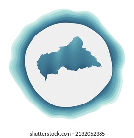 CAR logo. Badge of the country. Layered circular sign around CAR border shape. Classy vector illustration.