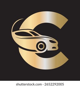 Auto Logo kombinieren mit Buchstabe C Vektor Vorlage