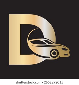 Car Logo combine with letter D vector template