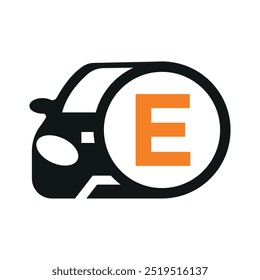 Car Logo combine with letter E vector template