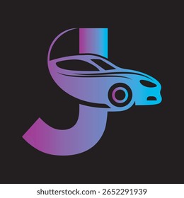 Car Logo combine with letter J vector template