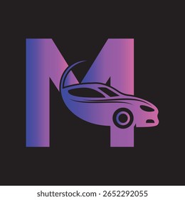 Car Logo combine with letter M vector template