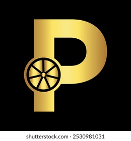 Logotipo do carro combinar com a letra P modelo de vetor
