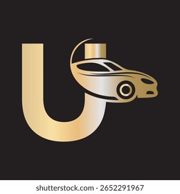 Logotipo do carro combinar com a letra U modelo de vetor
