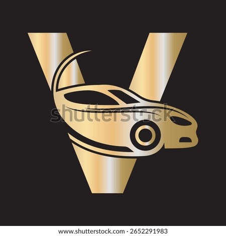 Car Logo combine with letter V vector template