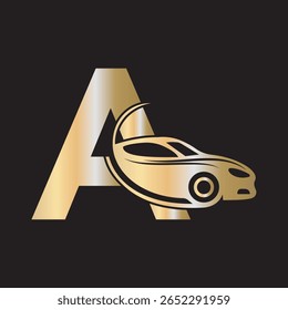 Logo de voiture combiné avec la lettre A template d'Image vectorielle