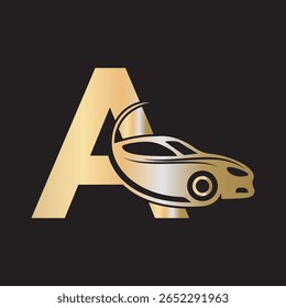 Logo de voiture combiné avec la lettre A template d'Image vectorielle