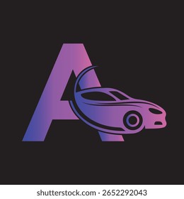 Logo de voiture combiné avec la lettre A template d'Image vectorielle