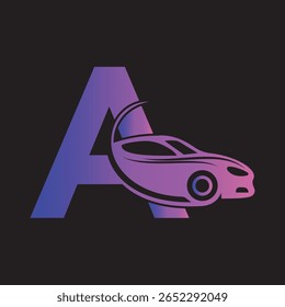 Logo de voiture combiné avec la lettre A template d'Image vectorielle