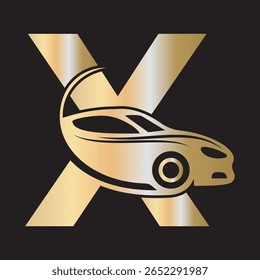 Logotipo do carro combinar com a letra X modelo de vetor