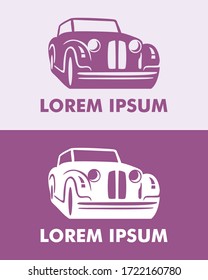 car logo design with concept classic and vintage vehicle icon silhouette
 on retro background. Vector illustration.