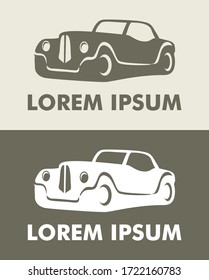 car logo design with concept classic and vintage vehicle icon silhouette
 on retro background. Vector illustration.