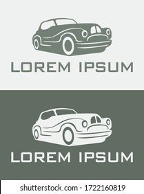 car logo design with concept classic and vintage vehicle icon silhouette
 on retro background. Vector illustration.