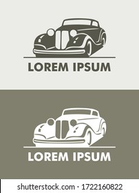 car logo design with concept classic and vintage vehicle icon silhouette
 on retro background. Vector illustration.