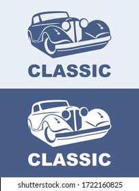car logo design with concept classic and vintage vehicle icon silhouette
 on retro background. Vector illustration.