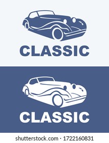 car logo design with concept classic and vintage vehicle icon silhouette
 on retro background. Vector illustration.