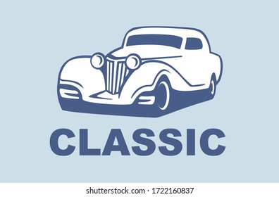 car logo design with concept classic and vintage vehicle icon silhouette
 on retro background. Vector illustration.