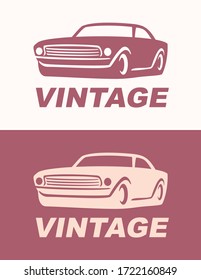 car logo design with concept classic and vintage vehicle icon silhouette
 on retro background. Vector illustration.