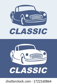 car logo design with concept classic and vintage vehicle icon silhouette
 on retro background. Vector illustration.