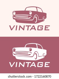car logo design with concept classic and vintage vehicle icon silhouette
 on retro background. Vector illustration.