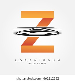 Car logo design with concept combination sports car and alphabet Z . Automotive Logo Concept . Vector Illustration