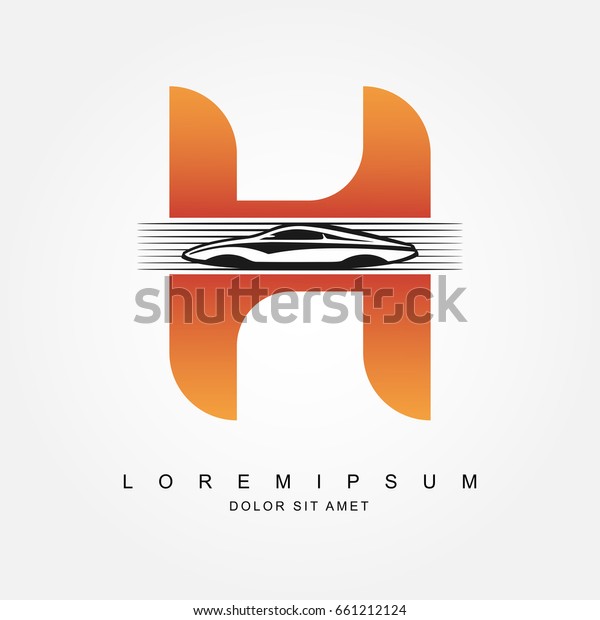 Car logo\
design with concept combination sports car and alphabet H .\
Automotive Logo Concept . Vector\
Illustration