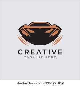 Car logo design with concept sports vehicle icon silhouette on white background